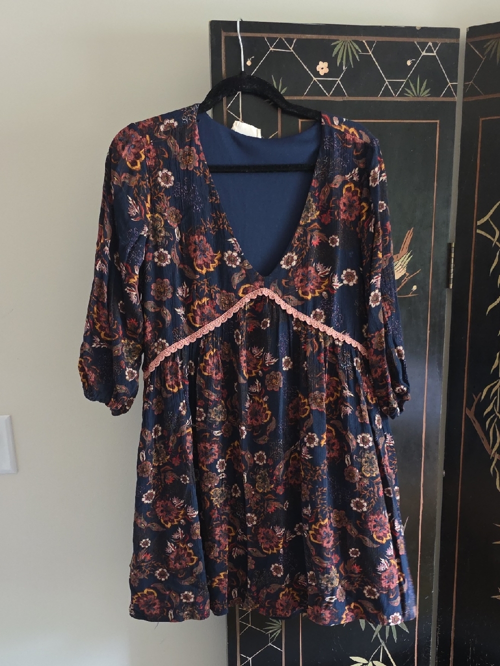 Altar'd State Navy Top with Textured Knit